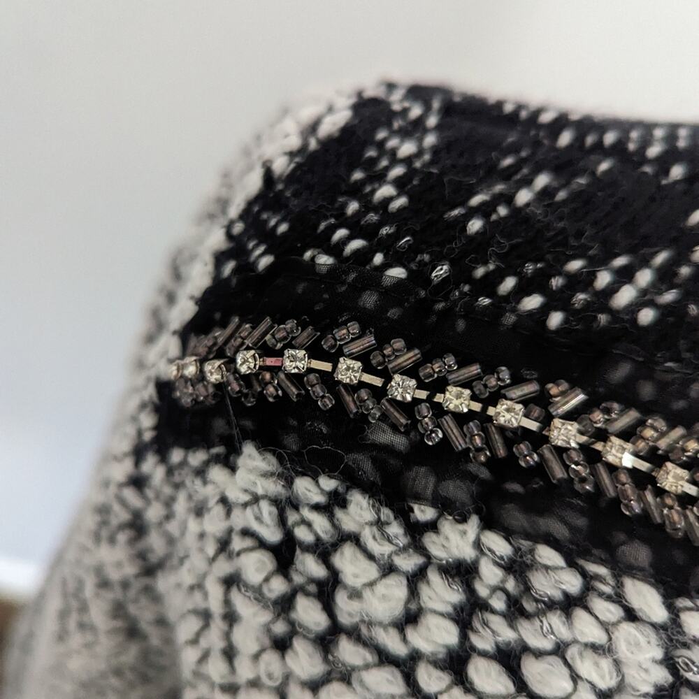Chico's Black & White Textured Open-Front Cardigan Blazer - Picture 5 of 9